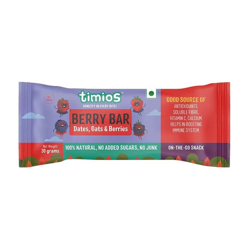 Timios Berry Bar - Dates Oats & Berries | Grocsy