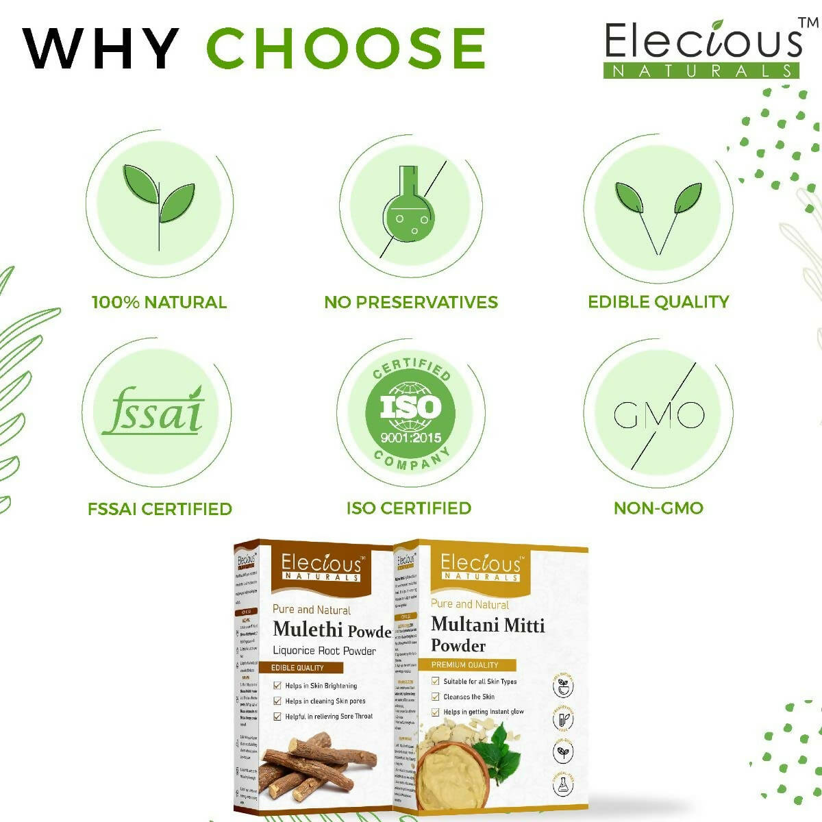 Elecious Naturals Mulethi and Multani Powder | Grocsy