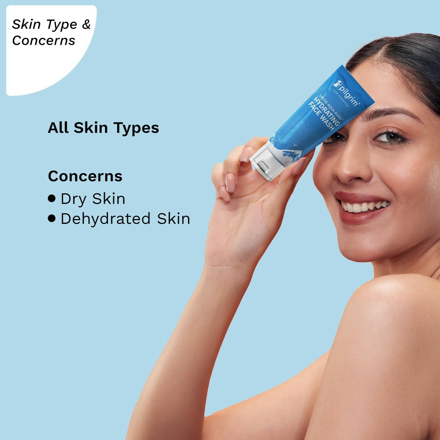 Pilgrim Swiss Aqua Rush Hydrating Face Wash, Refreshes Skin & Restores Hydration | Grocsy