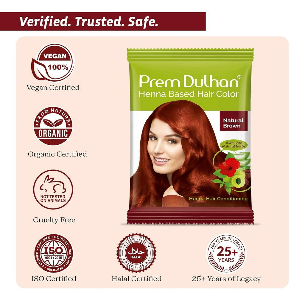 Prem Dulhan Natural Brown Henna Based Hair Color | Grocsy