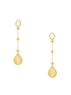 Glass Kundan Antique finish Long Earrings - Ruby Raang | Grocsy
