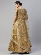 Tulsi Art Beige Embroidered Sequinned Unstitched Myntra Lehenga & Blouse With Dupatta | Grocsy