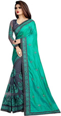 Dishitha Creation Indian Women's Designer Embroidered Art Silk Saree - Green | Grocsy