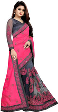 Dishitha Creation Indian Women's Designer Embroidered Art Silk Saree - Pink | Grocsy