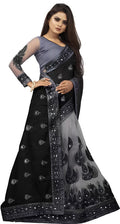Dishitha Creation Indian Women's Designer Embroidered Art Silk Saree - Black | Grocsy