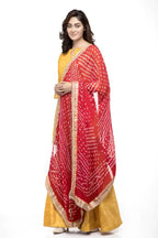 A R Silk Women's Silk Gota Work Red Fancy Dupatta | Grocsy