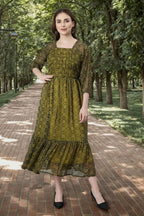 Souchii Black Bandhani Printed Ethnic Fit & Flare Dress | Grocsy