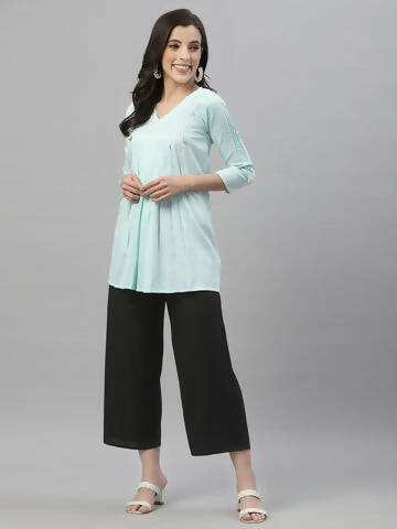 Juniper Women's Black Rayon Straight Solid Pant/Slim Pant | Grocsy