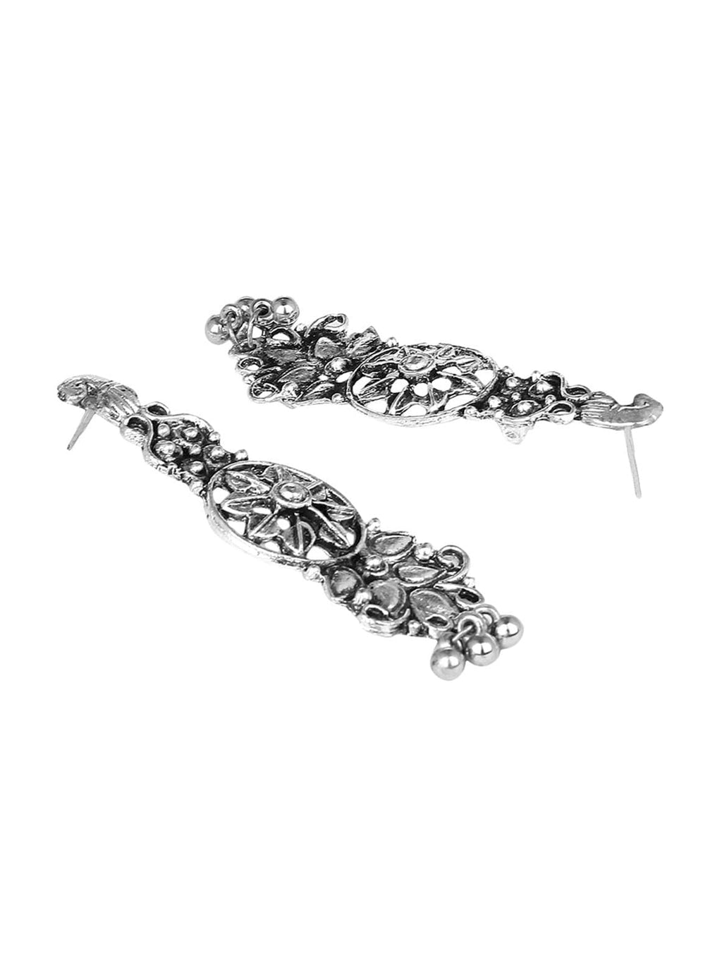 Cardinal Oxidised Silver-Plated Stone-Studded & Beaded Jewellery Set | Grocsy
