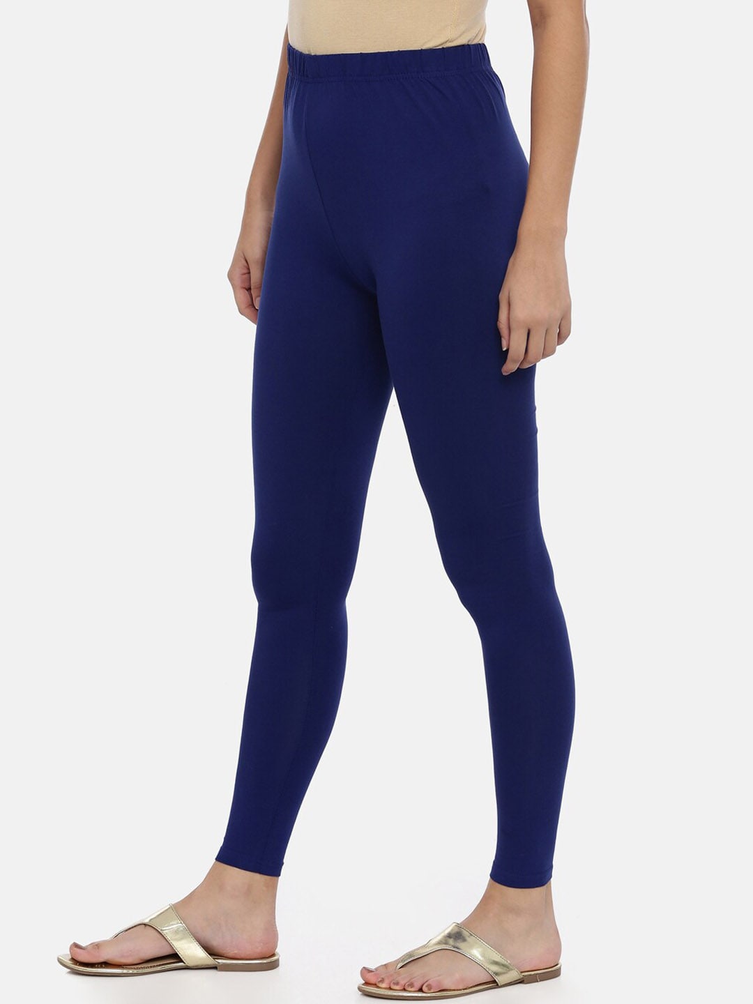 Souchii Women Navy Blue Solid Slim-Fit Ankle-Length Leggings | Grocsy