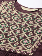 All About You Floral Embroidered Pleated Sequinned Kurta with Trousers | Grocsy