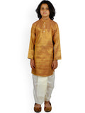 Sethukrishna Boys Gold-Toned Printed Kurta with Dhoti Pants | Grocsy