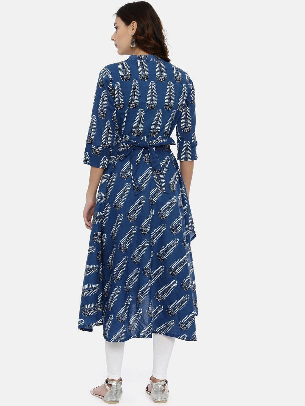 Souchii Navy Blue Printed A-Line Kurta | Grocsy