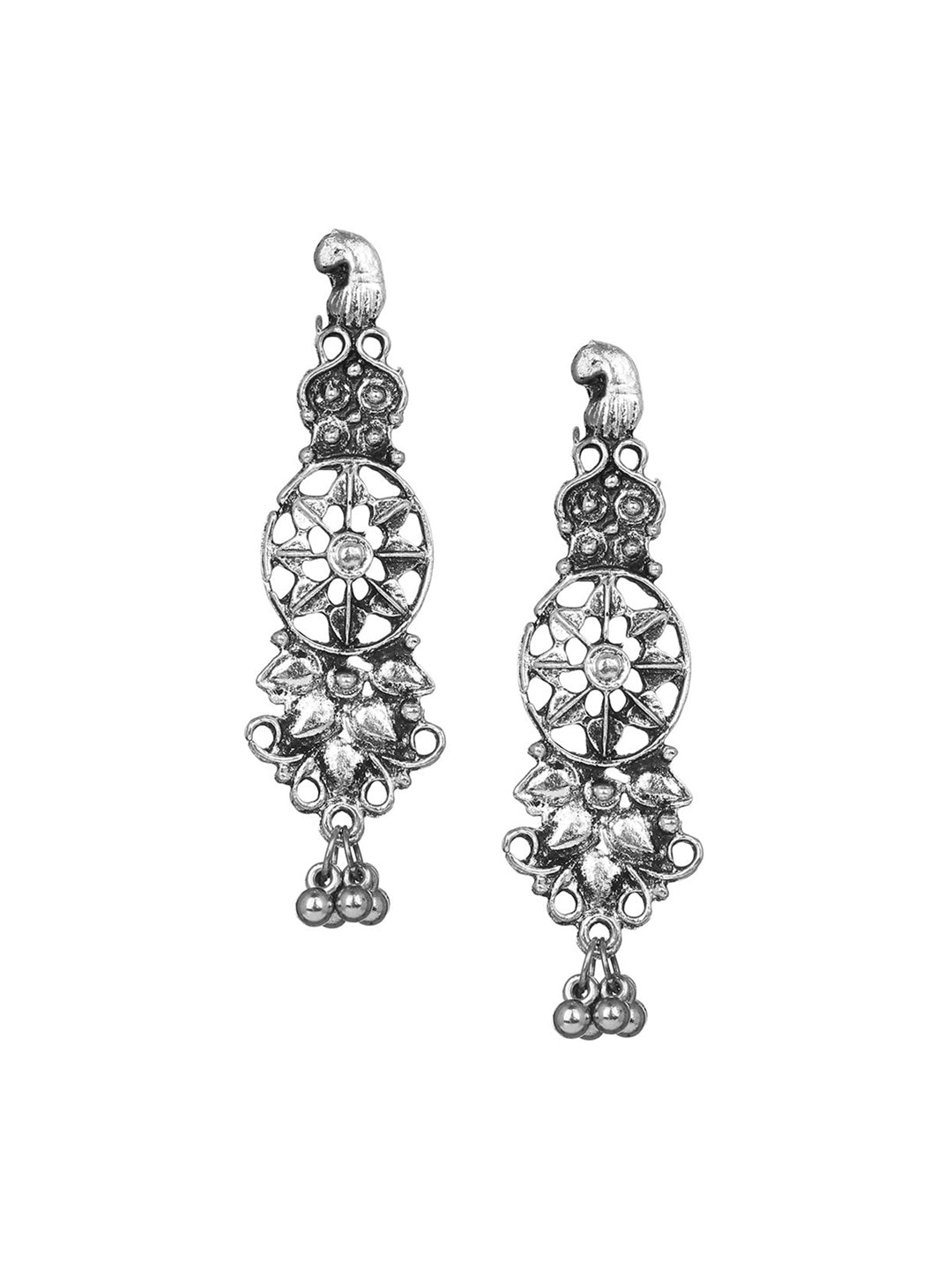 Cardinal Oxidised Silver-Plated Stone-Studded & Beaded Jewellery Set | Grocsy