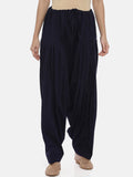 Souchii Navy Blue Solid Regular-Fit High-Rise Patiala | Grocsy