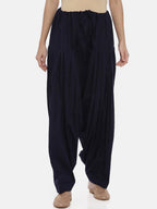 Souchii Navy Blue Solid Regular-Fit High-Rise Patiala | Grocsy