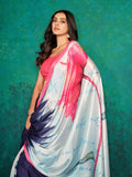 Sangria Printed Satin Saree | Grocsy