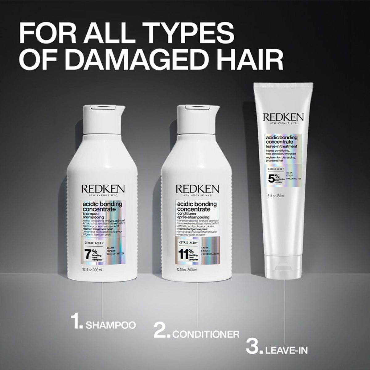 Redken Acidic Bonding Concentrate Sulphate Free Shampoo - Bond Repair For Damaged Hair | Grocsy