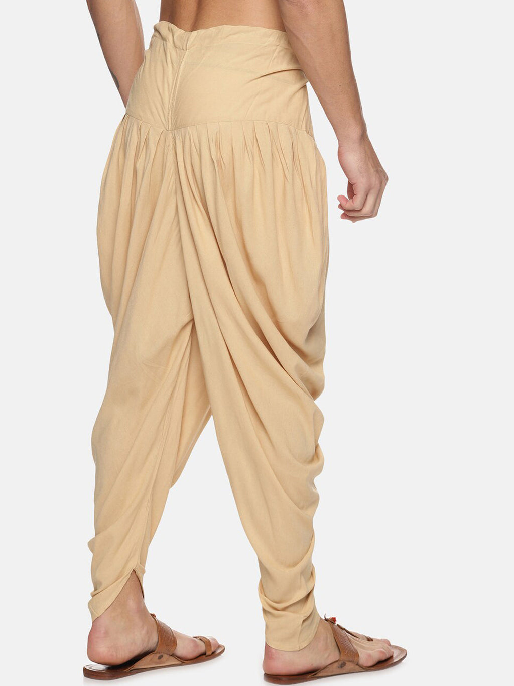 Sethukrishna Men Beige Solid Dhoti Pant | Grocsy