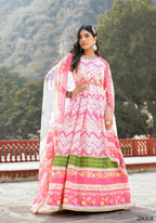 Wedding Designer Multi Soft Dola Silk Anarkali suit with Dupatta - Sanj | Grocsy