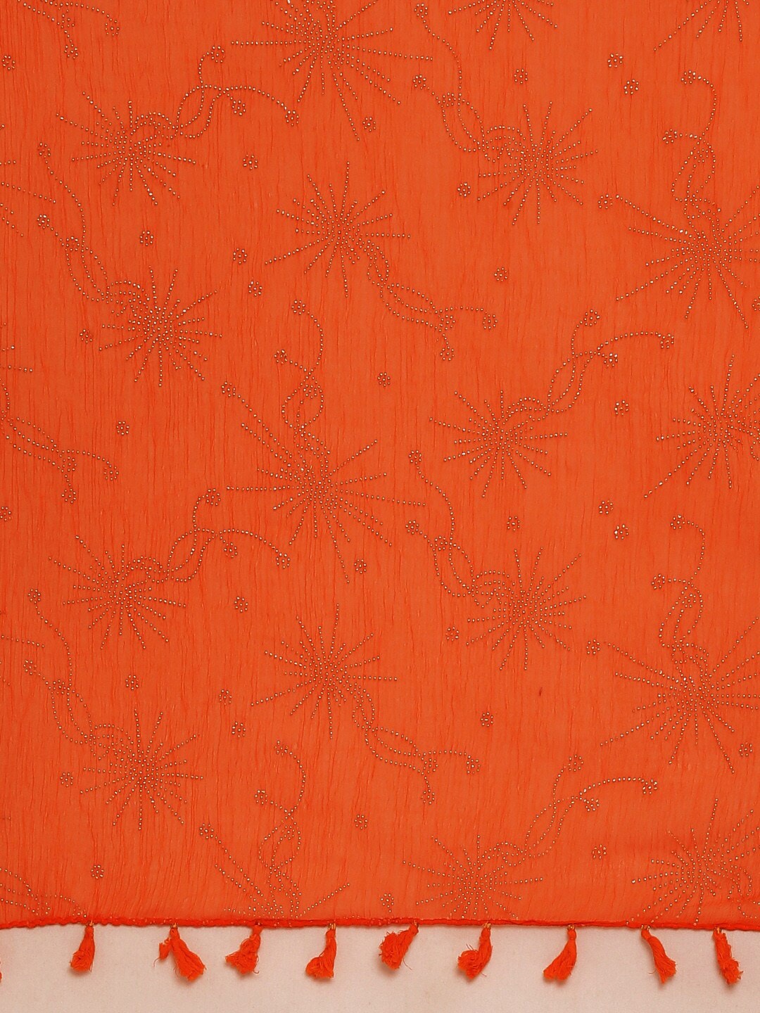 Souchii Orange & Gold-Toned Solid Dupatta | Grocsy