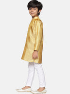 Sethukrishna Boys Gold-Coloured & White Kurta with Pyjamas | Grocsy