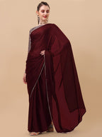 Sangria Women Burgundy Sarees | Grocsy