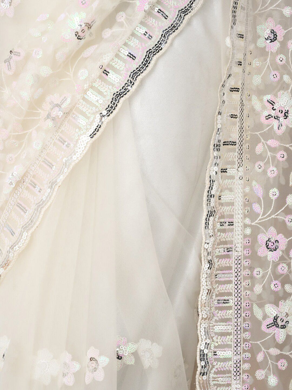kasee Floral Embroidered Net Saree | Grocsy