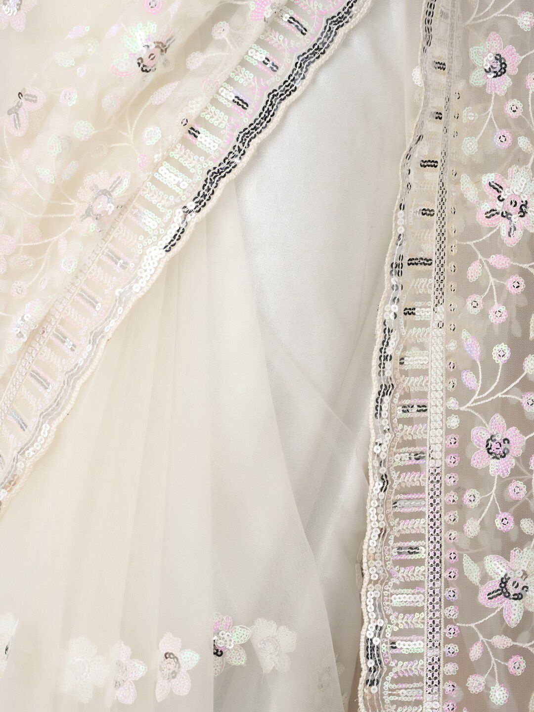 kasee Floral Embroidered Net Saree | Grocsy
