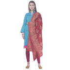 A R Silk Mehroon Color Chanderi gold print Chanderi cotton Dupattas & Chunnis | Grocsy