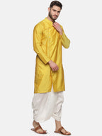 Sethukrishna Men Yellow Angrakha Top with Dhoti Pants | Grocsy