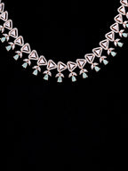 Saraf RS Jewellery Rose Gold-Polished White & Sea Green AD-Studded Handcrafted Jewellery Set | Grocsy