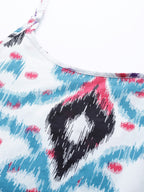 Sangria Women White & Blue Pure Cotton Ethnic Motifs Printed Straight Kurta | Grocsy
