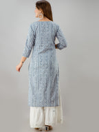 HERE&NOW Grey Bandhani Printed Gotta Patti Kurta with Sharara | Grocsy