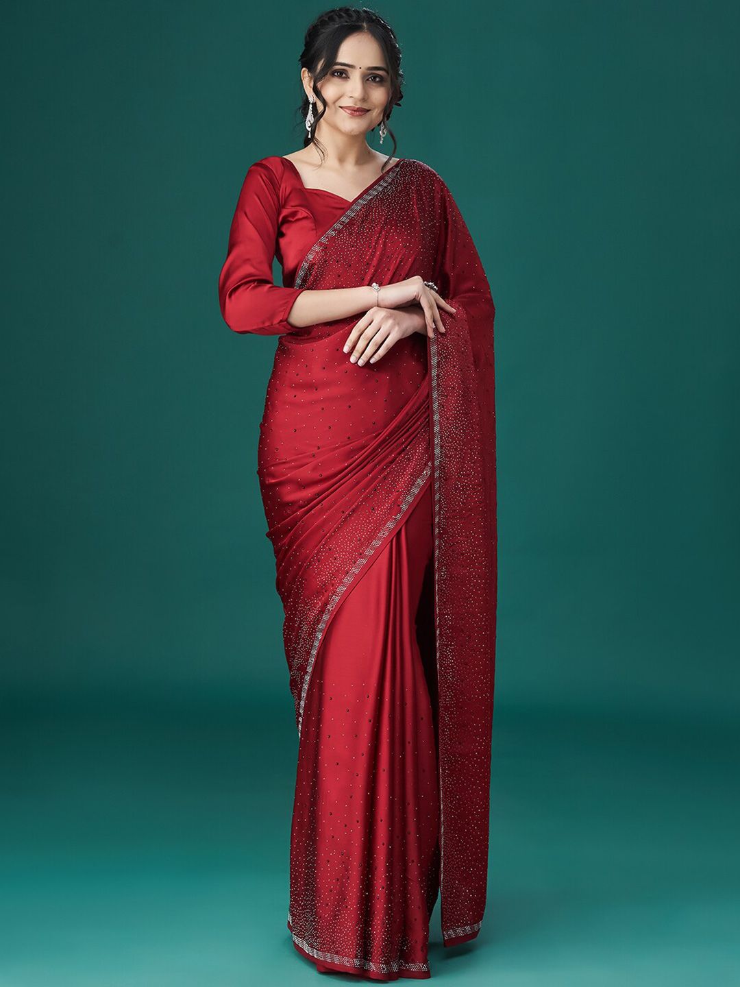 kasee Embellished Satin Saree | Grocsy