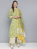 HERE&NOW Floral Printed Regular Pure Cotton Kurta with Palazzos & With Dupatta | Grocsy