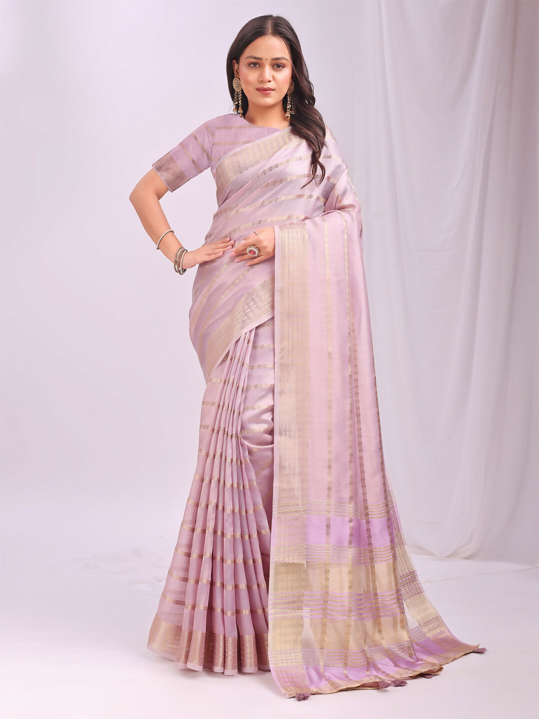 Shree Shyam Fashion Organza Light Pink Saree | Grocsy