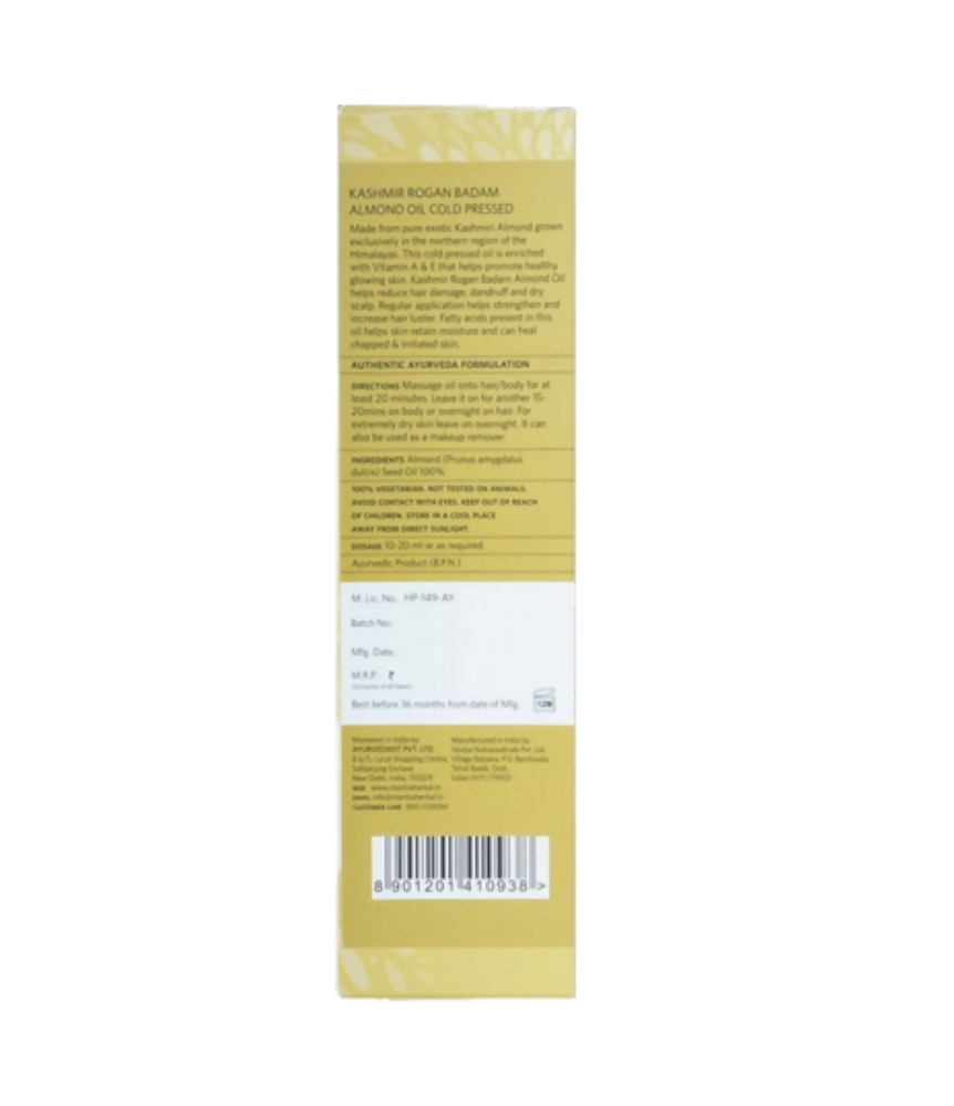 Mantra Herbal Kashmir Rogan Badam Almond Oil Cold Pressed | Grocsy