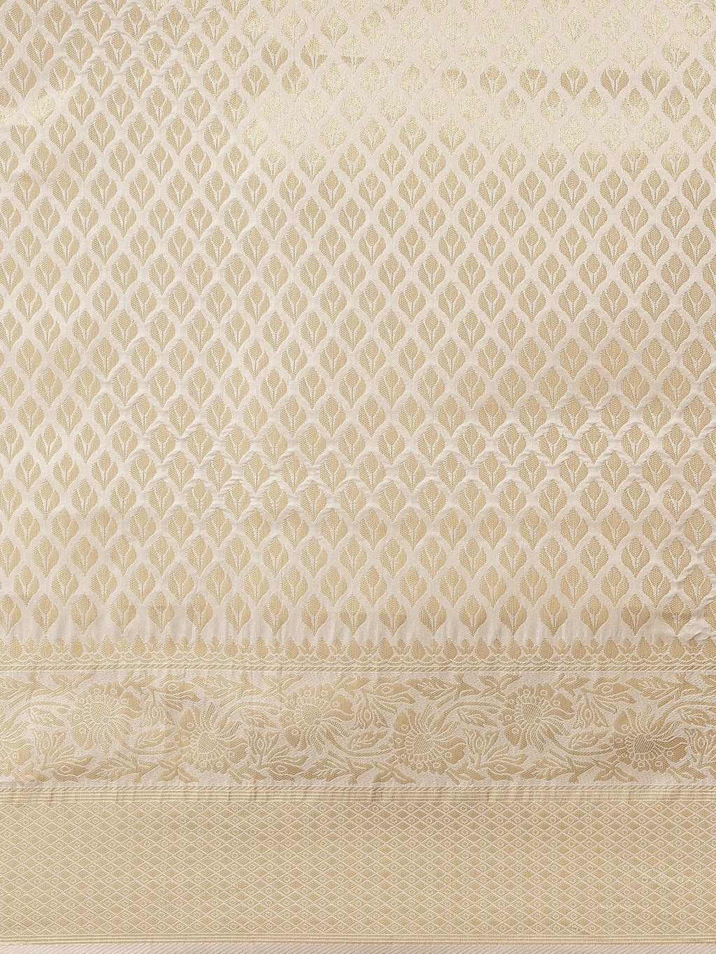 Saree Mall Cream-Coloured Zari Silk Blend Kanjeevaram Sarees | Grocsy