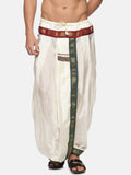 Sethukrishna Men Cream Solid Art Silk Dhotis | Grocsy