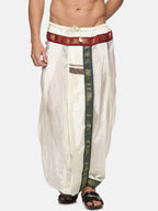 Sethukrishna Men Cream Solid Art Silk Dhotis | Grocsy