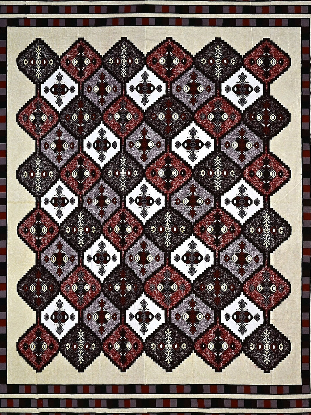 Spangle White & Maroon Ethnic Motifs 260 TC Cotton King Bedsheet with 2 Pillow Covers | Grocsy