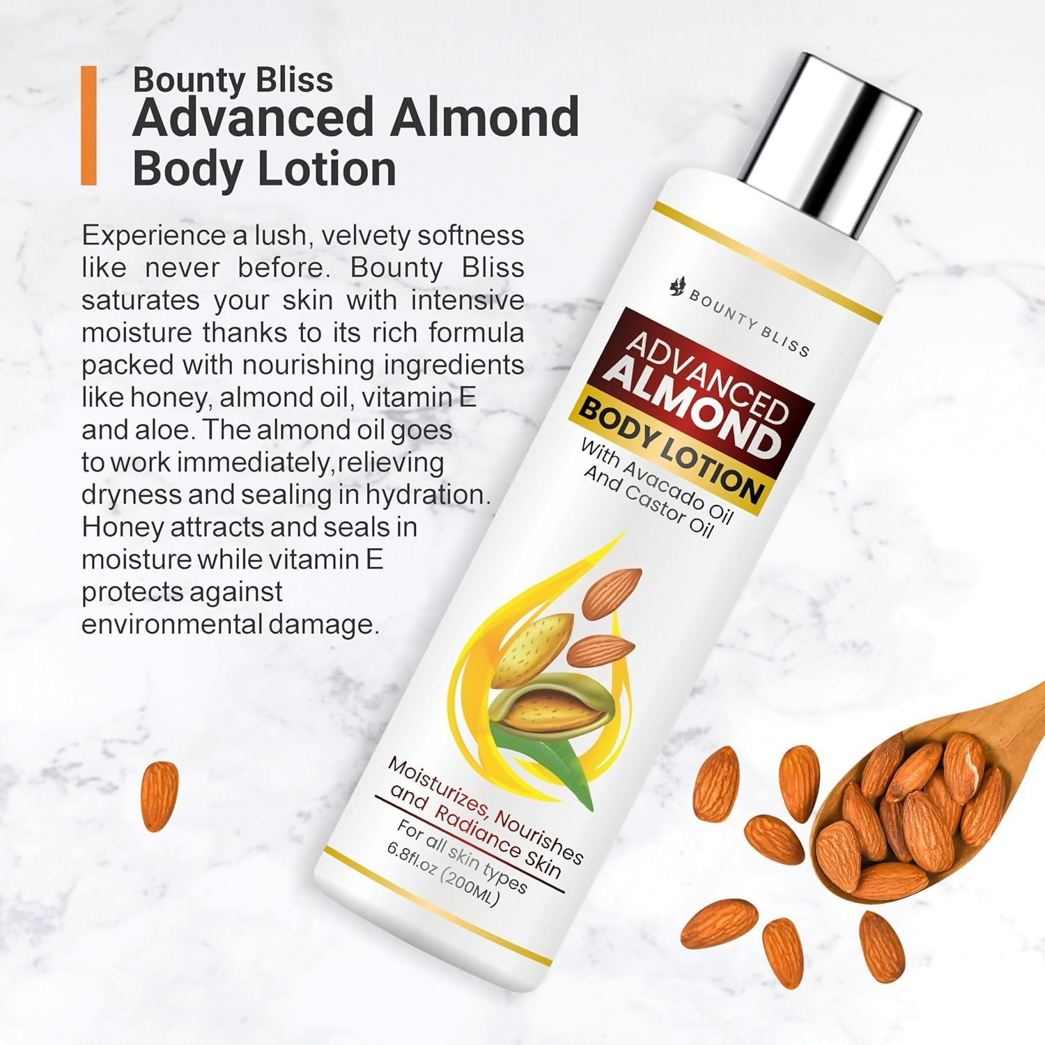 Bounty Bliss Almond Body Lotion - Moisturizing Care For Silky Smooth Skin | Grocsy