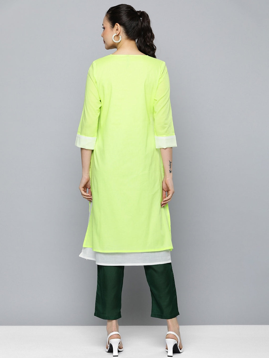 HERE&NOW Women Pure Cotton Solid Straight Kurta | Grocsy
