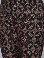 Sztori Plus Size Black Floral Printed Mandarin Collar Straight Kurta with Trousers | Grocsy