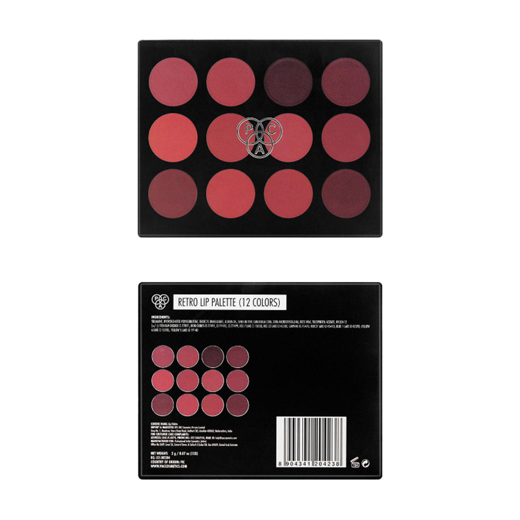 PAC Studio Retro Lip Palette X12 - Intense Color Payoff, Creamy & Highly Blendable, Semi Matte Finish | Grocsy