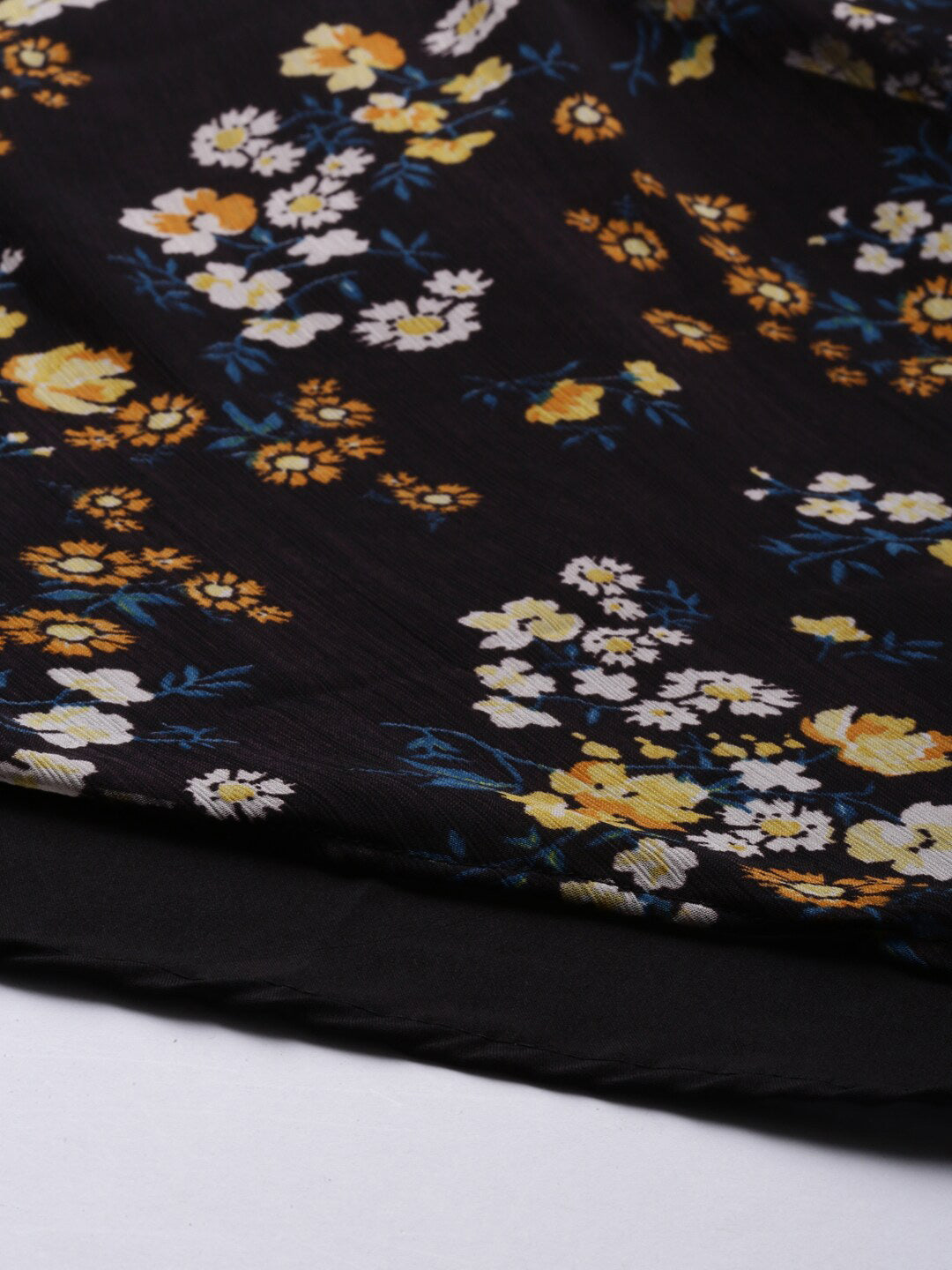 Souchii Women Black Floral Chiffon Maxi Dress | Grocsy