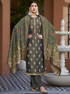 Jyoti Fashion Women's Green Pure Silk Elegant Jacquard Woven Kurta with Trouser & Dupatta | Grocsy