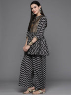 Ahalyaa Women Printed Ethnic Co-Ords - Black Color | Grocsy