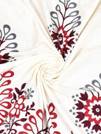 JAIPUR FABRICWhite Red Ethnic Motifs Cotton 250 TC King Bedsheet With 2 Pillow Covers | Grocsy